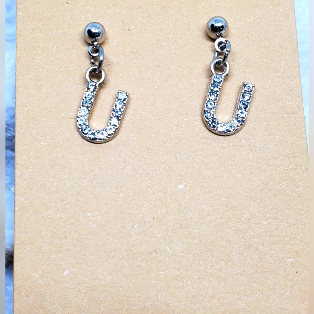 7/$10 U Initial Earrings, New